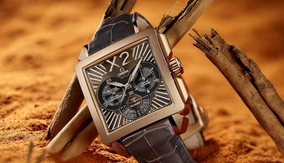 Image: OMEGA De Ville X2, наручные часы, циферблат, ремешок, кожа, песок