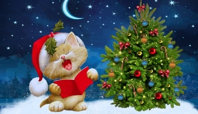 Image: cat, new year, tree, book