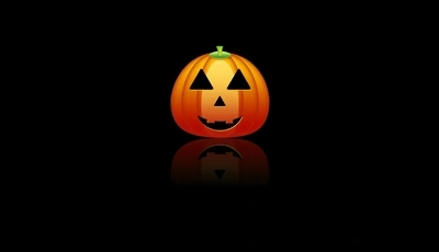 Картинка: halloween, хэллоуин, тыква, отражение, чёрный фон