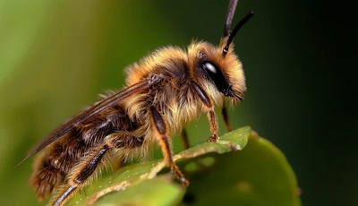 Image: Bee, macro, hairs, insect, leaf