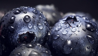 Image: Berries, blueberries, macro, drops, water