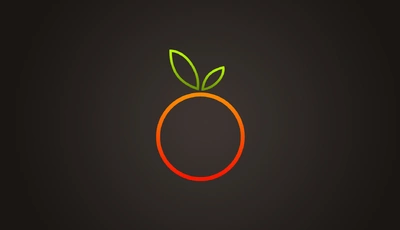 Image: Апельсин, круг, оранжевый, контур, листья, тёмный фон