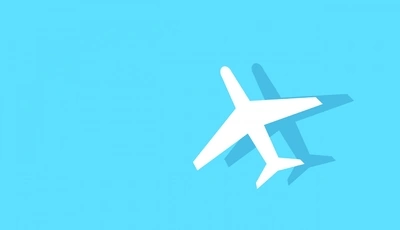 Картинка: Самолёт, тень, полёт, взлёт, голубой фон