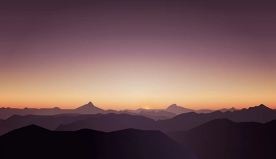 Image: Mountains, sky, sunset, fog