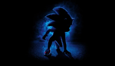 Картинка: Соник, Sonic, the hedgehog, аура, старт, силует, темно, кроссовки, молнии