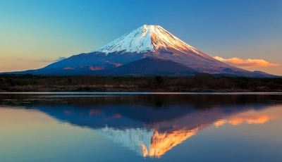 Image: Fuji, sky, mountain, volcano, Japan, landscape, water, lake, shoji