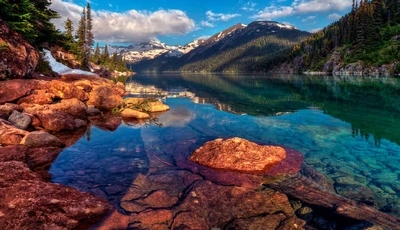 Картинка: природа, озеро, горы, камни, лес