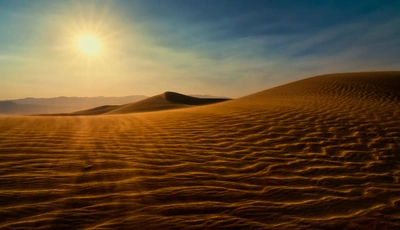 Image: Пустыня, дюна, пески, барханы, солнце, небо, волны