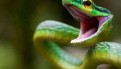 Image: Snake, eyes, mouth, green, scales, reptile