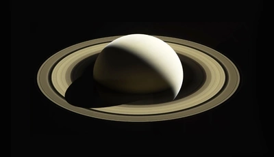Image: Planet, giant, Saturn, rings, shadow, lighting, space
