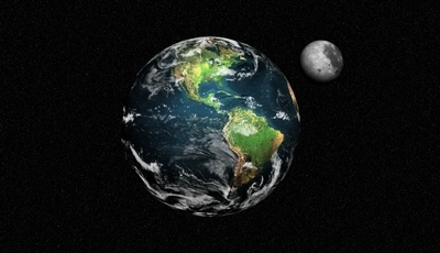 Image: Земля, материки, Луна, Спутник, планета, звёзды, космос
