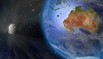 Картинка: Планета, Земля, космос, метеорит, астероид