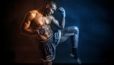 Image: Мужчина, мышцы, боец, тайский бокс, спорт, татуировки