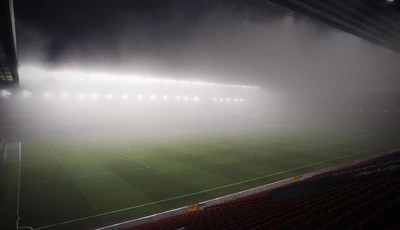 Картинка: Поле, газон, футбол, стадион, свет, туман, трибуны