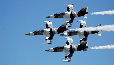 Картинка: L-39 albatross, самолет, армия, небо, полёт, след