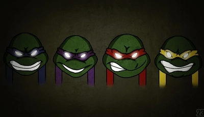 Image: Texture, green, cartoon, Ninja turtles, bandage, Leonardo, Donatello, Raphael, Michelangelo