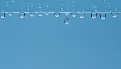 Картинка: Вода, капли, стекло, фон, голубой