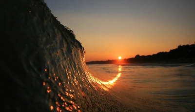 Image: Волна, вода, море, океан, закат, небо, вечер