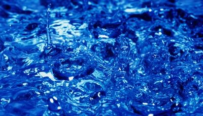 Картинка: Вода, всплеск, капли, синий, отражение