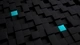 Картинка: Два голубых кубика посреди множества чёрных