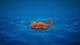 Картинка: Оранжевая ящерица на синих волнах