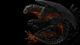 Картинка: Черный огнедышащий дракон на черном фоне