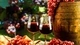 Image: Two glasses with wine and grapes bunches