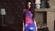 Image: Brunette in a dress with a print space
