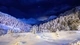 Картинка: Снежный ночной пейзаж с видом на горы и ели