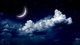 Картинка: Облака в ночном небе на фоне месяца и звезд