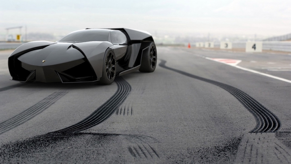 Картинка: Суперкар, трасса, резина, след, протектор, Lamborghini, Ankonian, чёрный, концепт