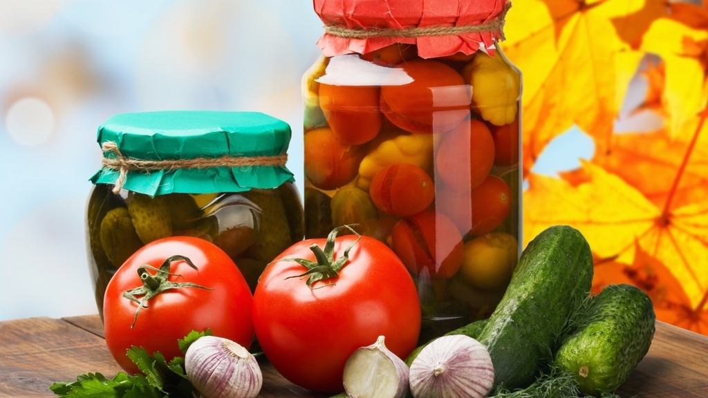 Картинка: Заготовки, помидоры, огурцы, овощи, чеснок