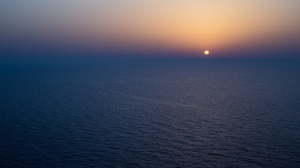 Image: Sun, sunset, sea, horizon