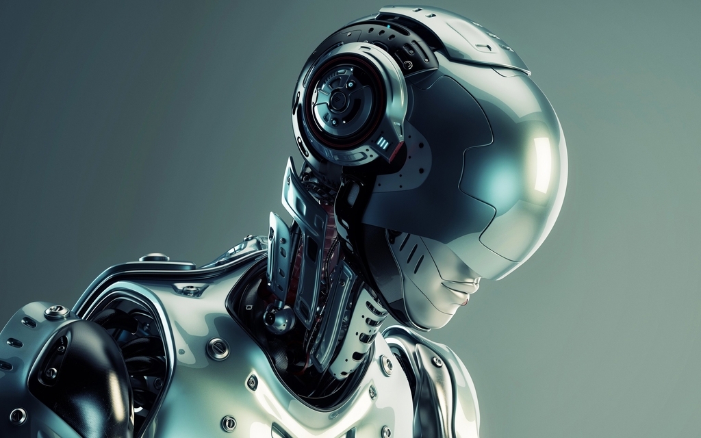 Image: Robot, 3D, cyborg, helmet, head