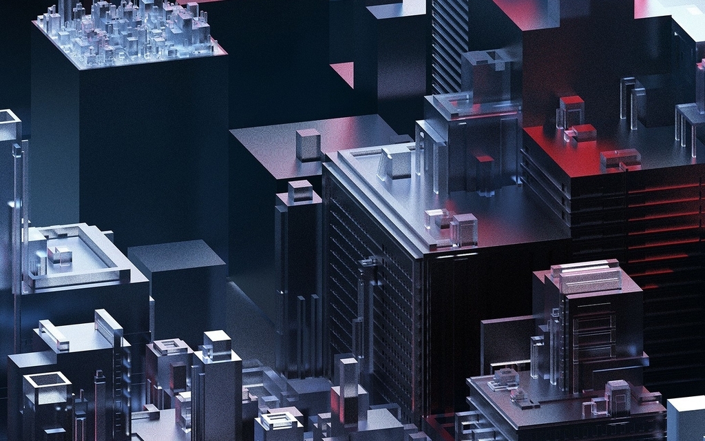 Картинка: Модель, город, здания, прозрачные, 3D