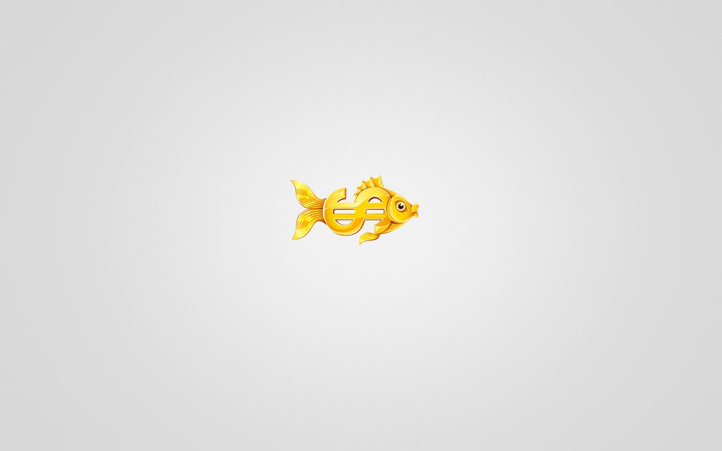 Картинка: Рыбка, золотая, доллар, деньги, фон