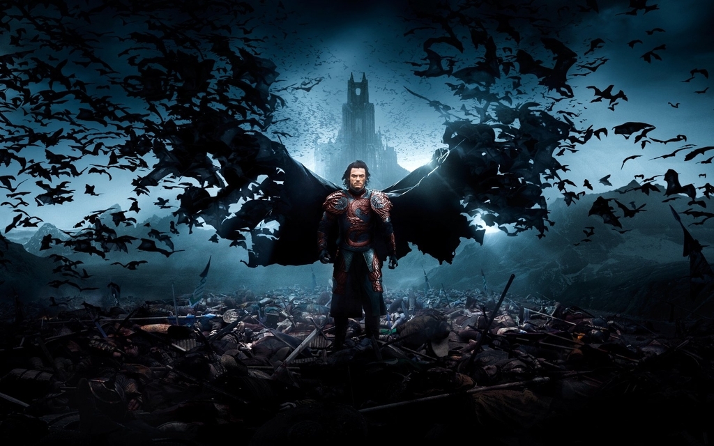Картинка: Дракула, Люк Эванс, темнота, тьма, крылья, летучие мыши, замок, фильм, фэнтези