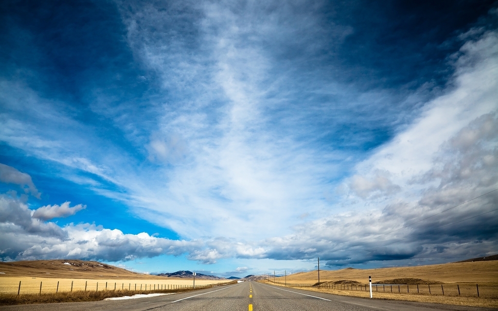 Image: sky, nature, road, horizon, clouds
