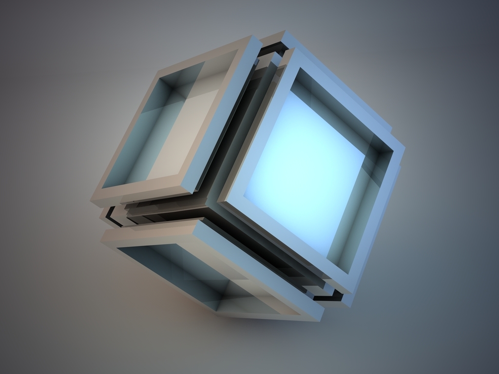 Image: Cube, window, corners, gray tone