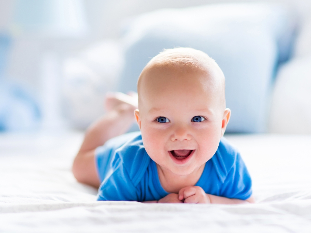 Image: The baby, lies, blue eyes, smile, mood