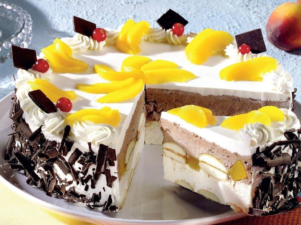 Картинка: Торт, сладкий, шоколадная крошка, шоколад, ягоды, фрукты, бисквит, крем