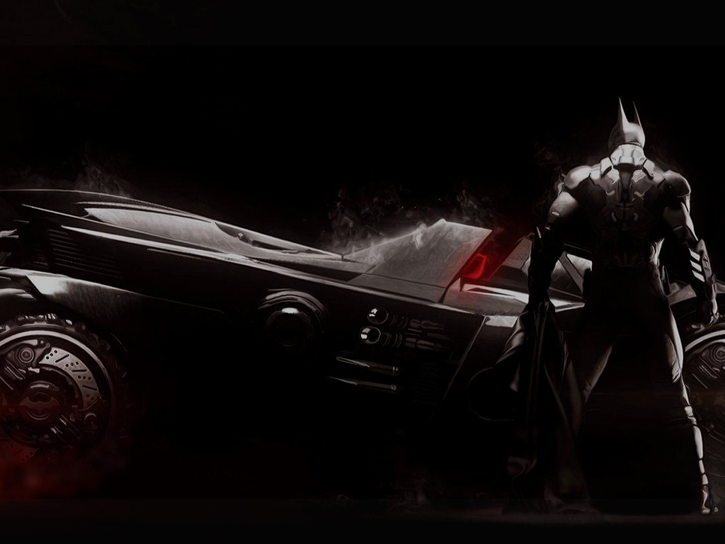 Картинка: Batman, Бэтмен, Batman: Arkham Knight, Бэтмен: Рыцарь Аркхема, Брюс Уэйн, Bruce Wayne, костюм, броня, Бэтмобиль, технологии, Тёмный рыцарь, Dark knight