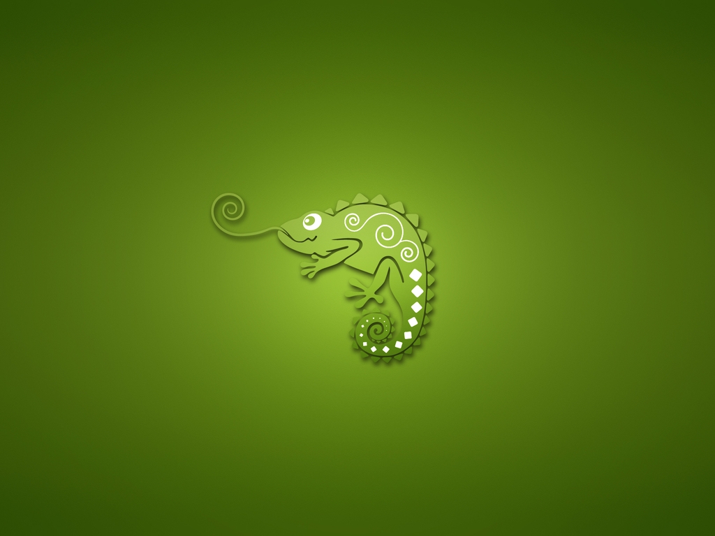 Image: Chameleon, language, eyes, tail, green background