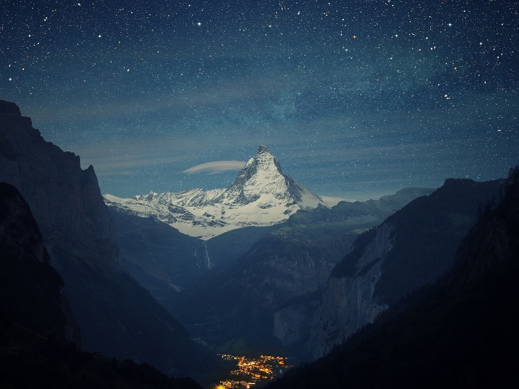 Image: Alps, mountain, night