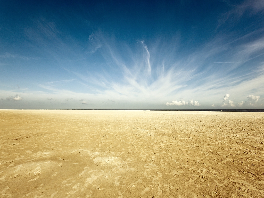 Картинка: Земля, песок, небо, горизонт, облака, пустыня