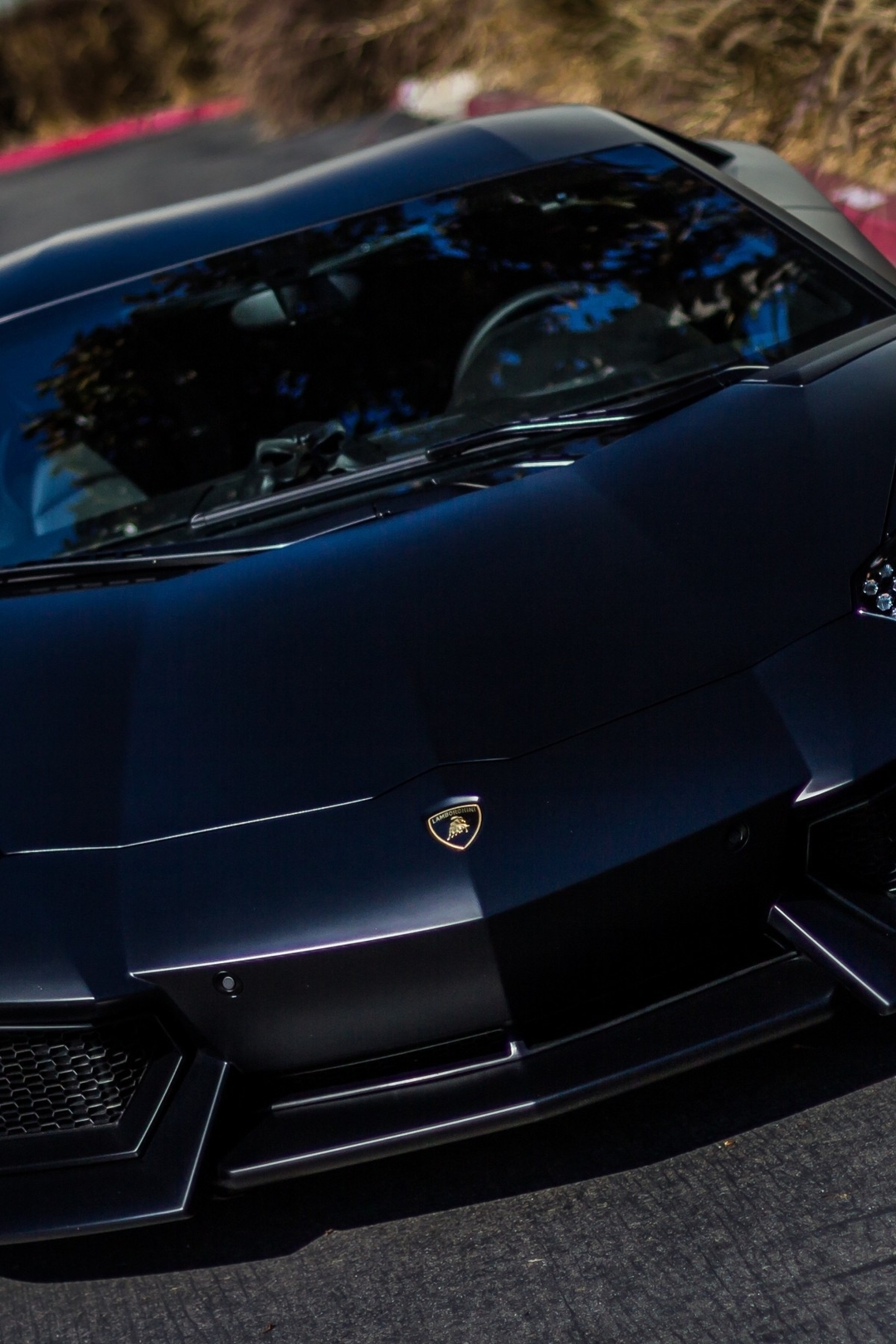 Картинка: Lamborghini, Aventador, LP700-4, черный, дорога, асфальт, отражение