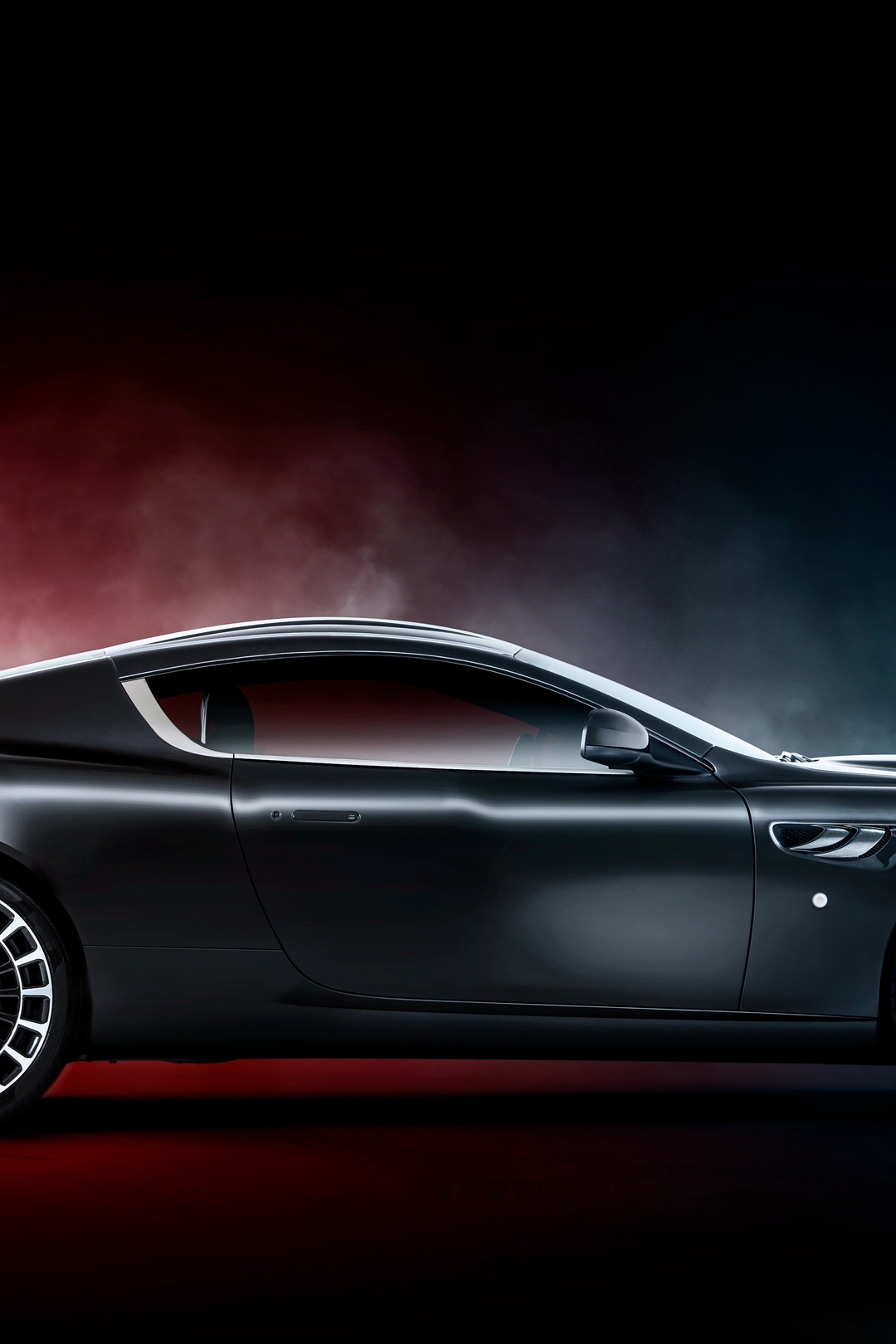 Картинка: Автомобиль, дымка, суперкар, чёрный, колёса, Aston Martin
