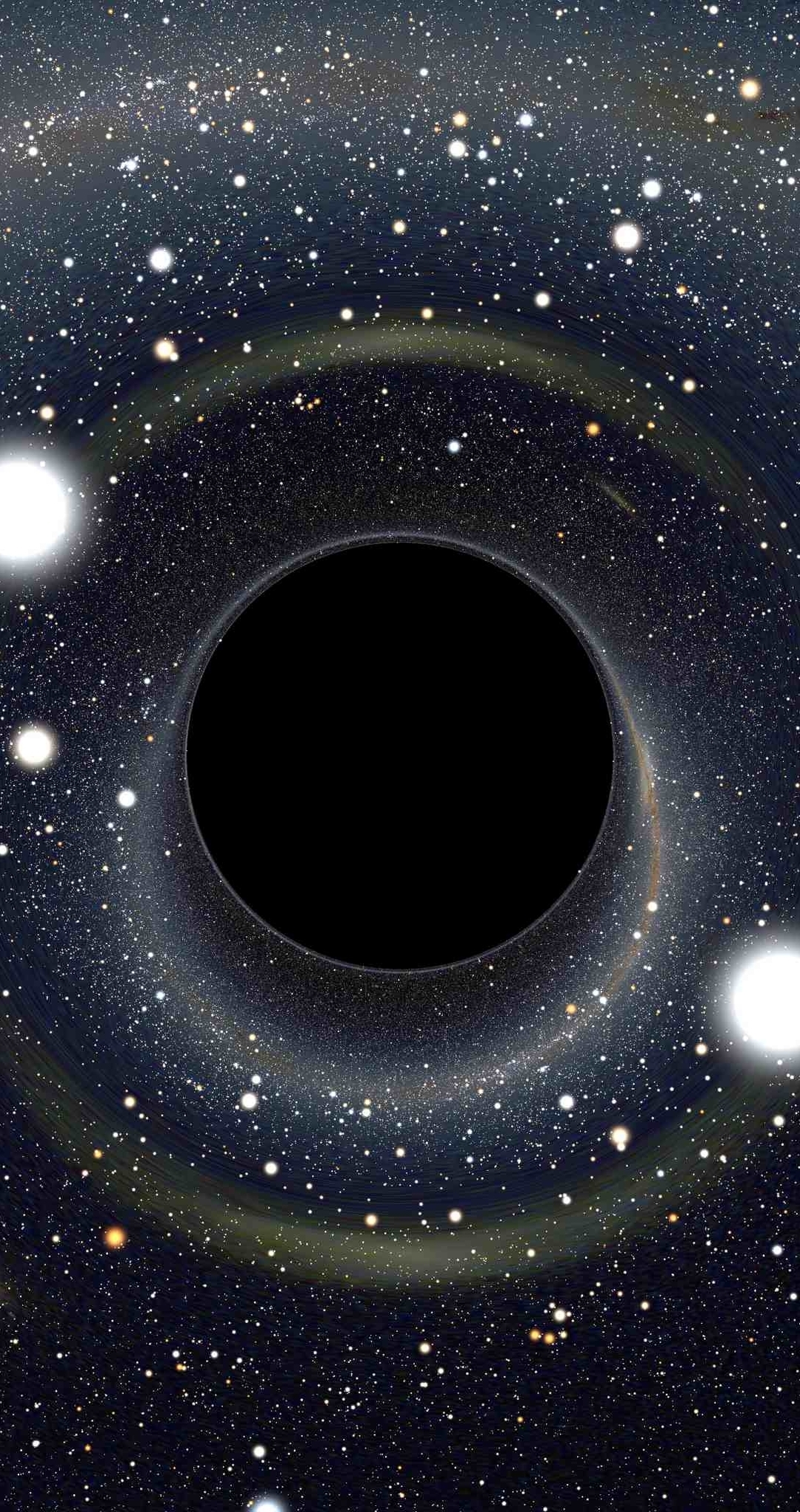 Image: Circle, light, stars, space, black hole, in the center