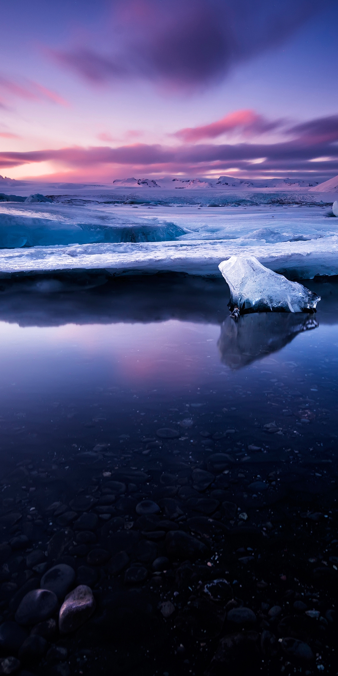 Картинка: Вода, лёд, берег, камень, горы, небо