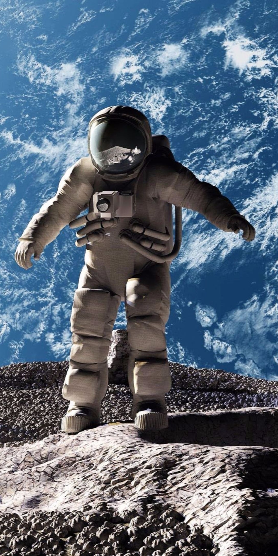 Image: Cosmonaut, astronaut, space suit, Moon, Earth
